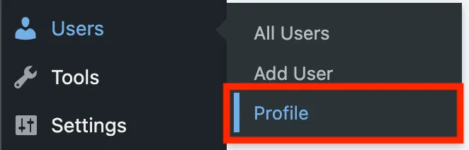 Menu Profil di sidebar admin WordPress