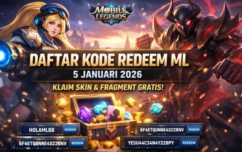Kode Redeem Mobile Legends 5 Januari 2026: Klaim Skin Fragment dan Hadiah Eksklusif Awal Tahun!