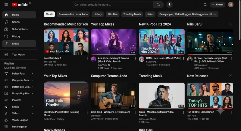 Illustration of music content dominance on the YouTube video sharing platform.