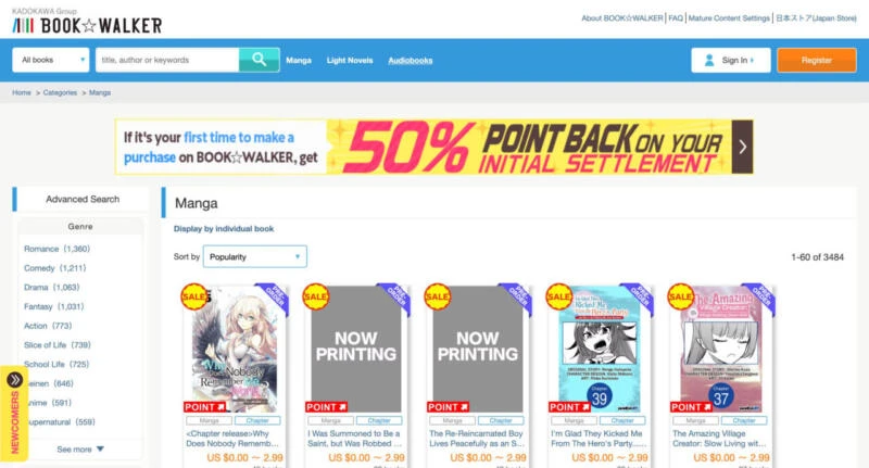 9 Situs Baca Manga Legal dan Resmi sebagai Alternatif Terbaik 6 Book Walker Website - Situs Baca Manga