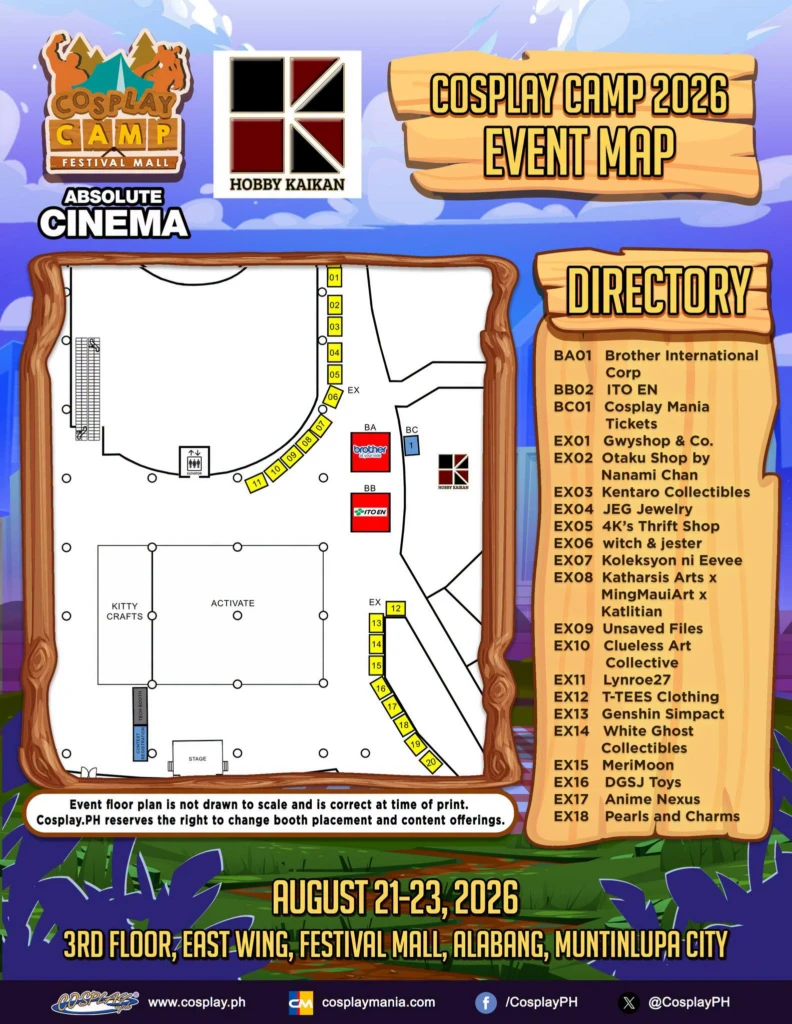 Cosplay Camp: Absolute Cinema at Festival Mall, Alabang scheduled for August 21‑23