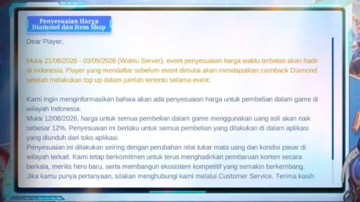 Harga Diamond Mobile Legends Naik? Ini Alasan dan Dampaknya! 2 Kenapa Harga Diamond MLBB Bisa Naik