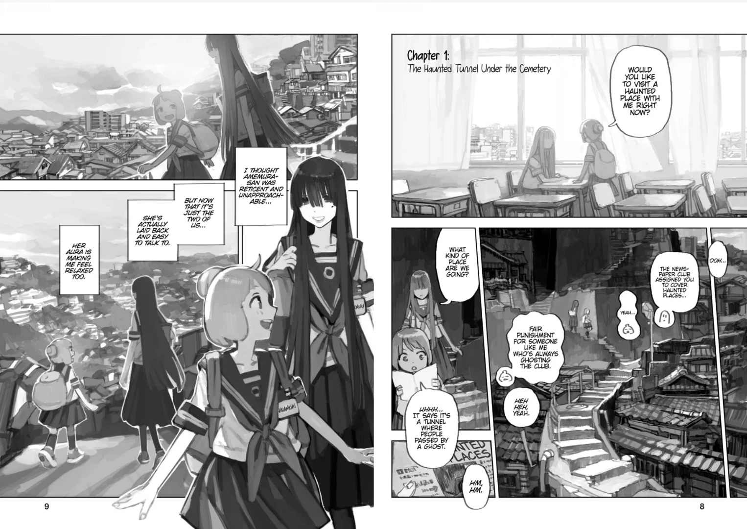 Nightfall Travelers: Leave Only Footprints pages 8 and 9.