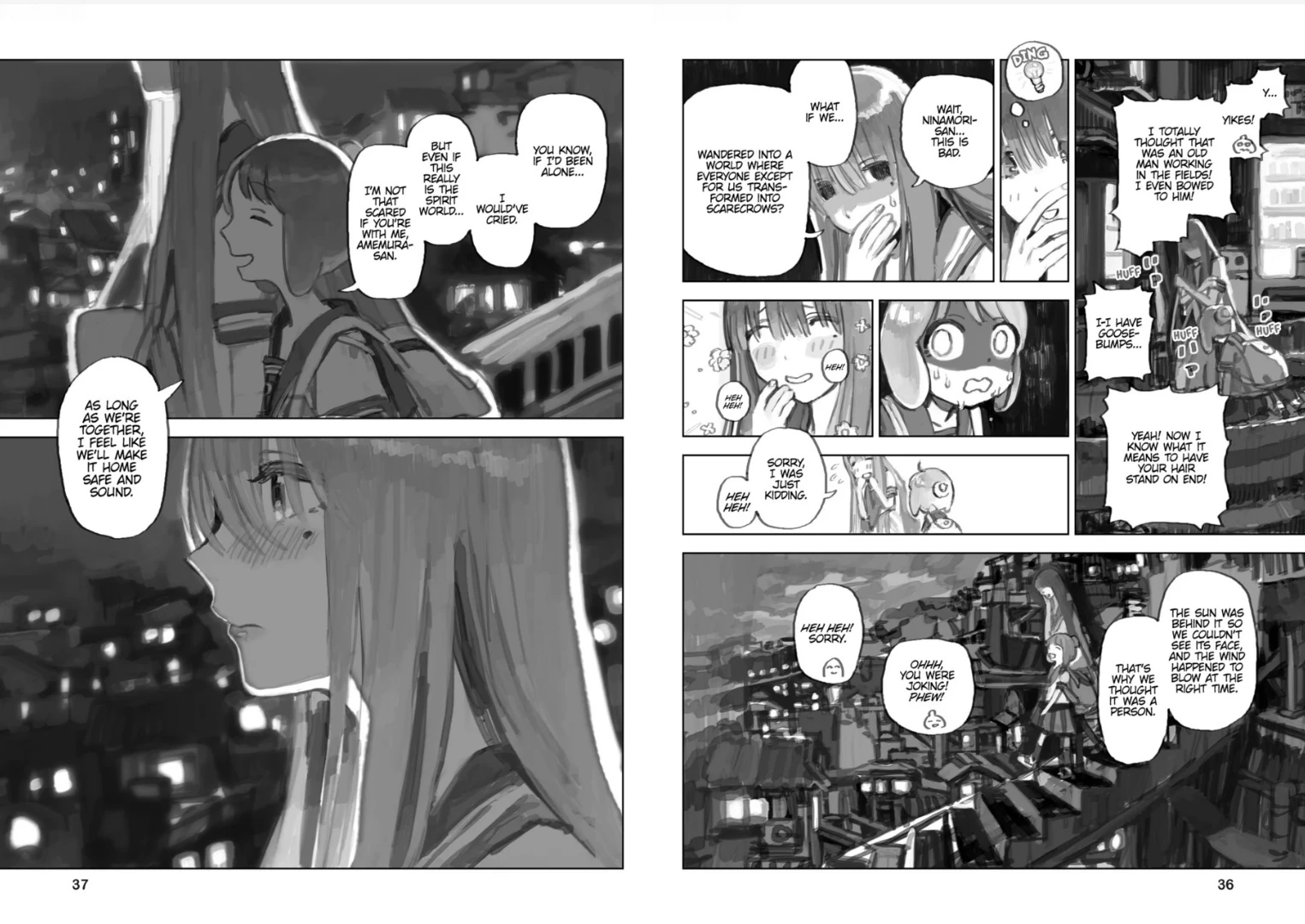 Nightfall Travelers: Leave Only Footprints volume 1, pages 36 and 37.