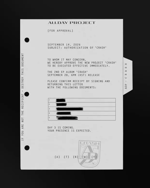 Potret teaser comeback ALLDAY PROJECT dengan mini album 'CRUSH'/ Foto: instagram.com/alldayproject ALLDAY PROJECT mengumumkan ajakan terbuka untuk publik dalam menyambut perilisan mini album kedua 'CRUSH'.