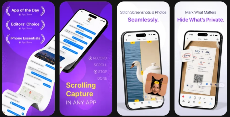 Long screenshot technique on iPhone