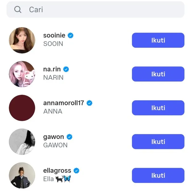 Potret akun Instagram pribadi member MEOVV/ Foto: instagram.com/meovv Member MEOVV membuka akun Instagram pribadi dengan mencantumkan nama panggung mereka.
