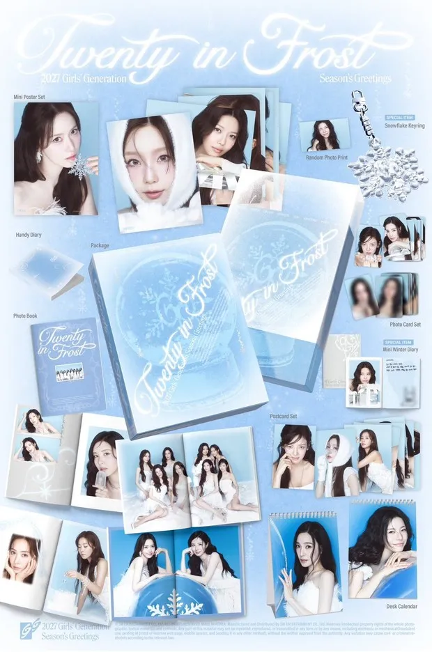 Potret Girls' Generation dalam Season's Greeting 2027 'Twenty in Frost' yang menampilkan kesiapan menyambut tahun baru.